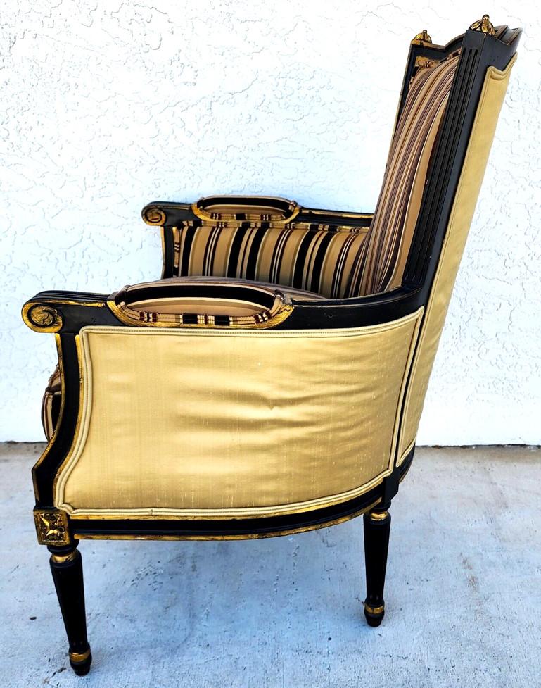 Silk Louis XVI Style Bergere Armchair by Century Furniture