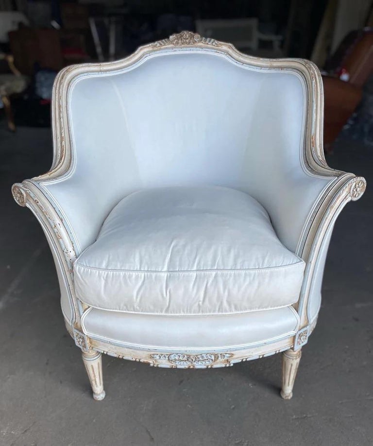 Louis XVI Style Bergere Chairs For Sale at 1stDibs