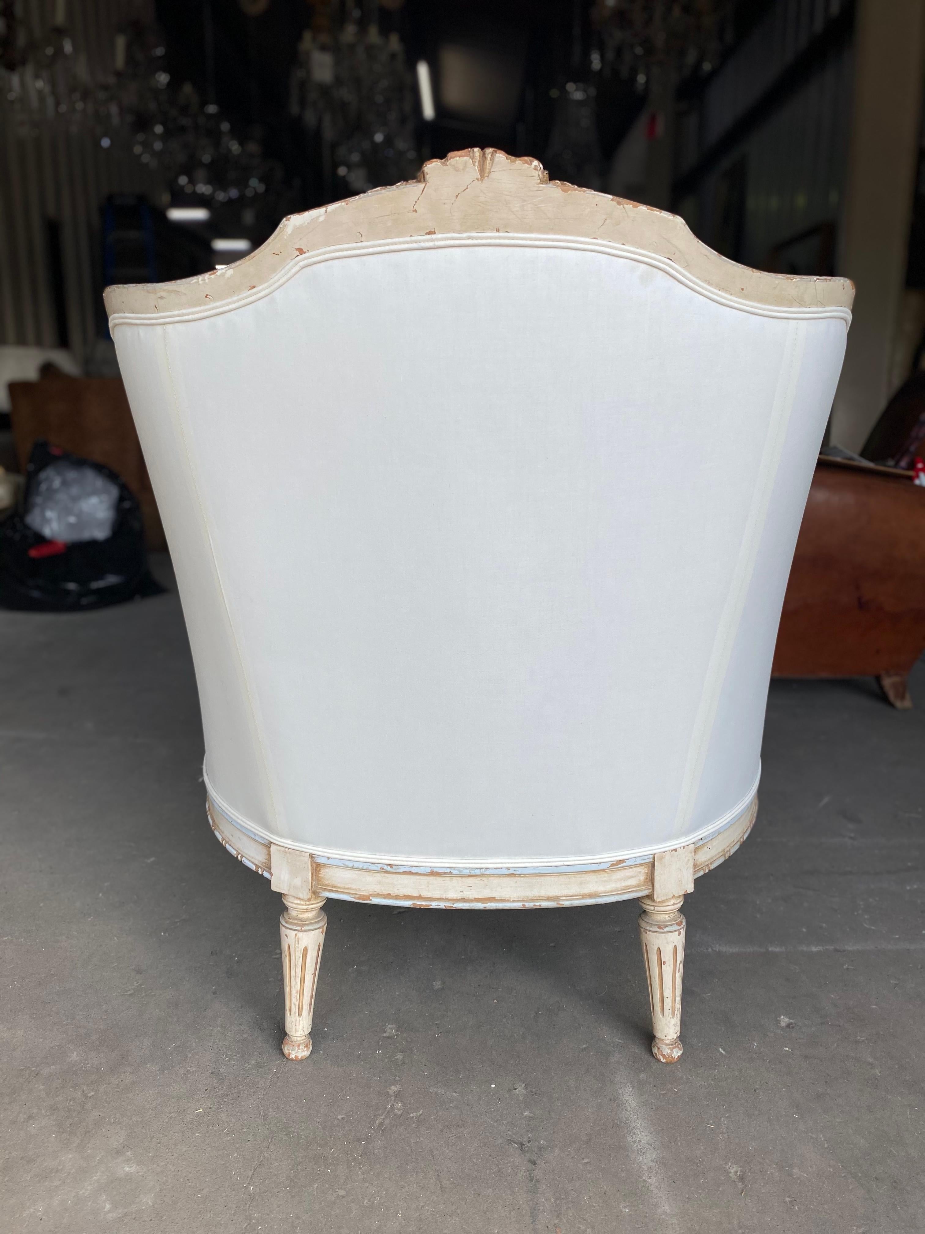 Upholstery Louis XVI Style Bergere Chairs For Sale