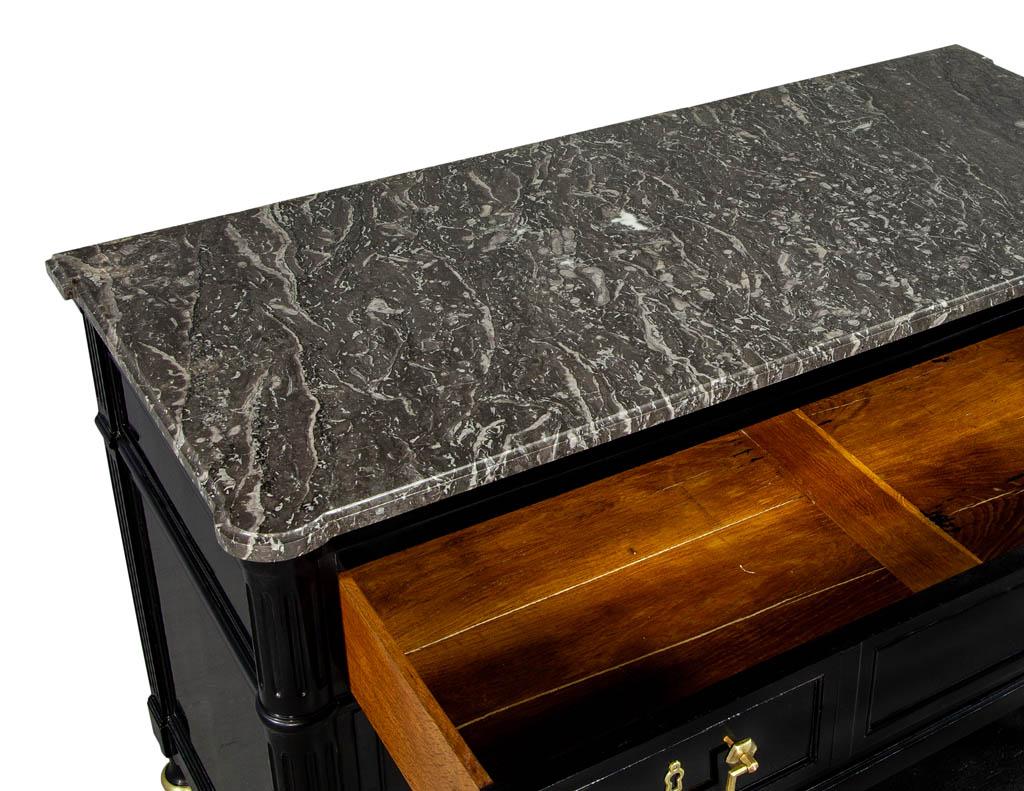 French Louis XVI Style Black Lacquered Commode Chest