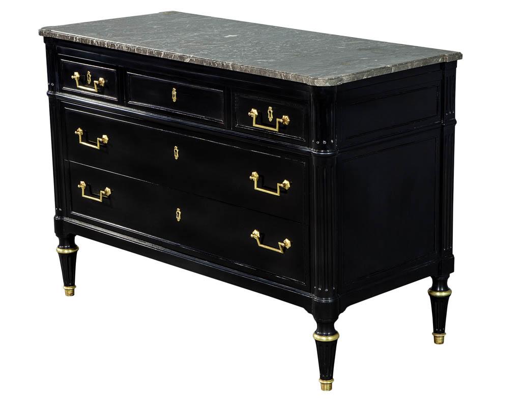 Louis XVI Style Black Lacquered Commode Chest 1