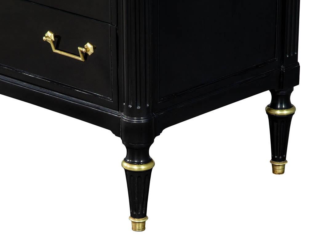 Louis XVI Style Black Lacquered Commode Chest 2