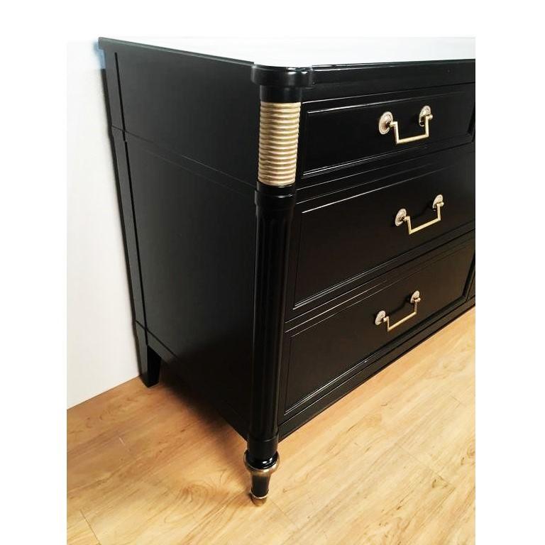 Louis XVI Style Black Lacquered Commode in the Manner of Maison Jansen In Good Condition For Sale In Dallas, TX