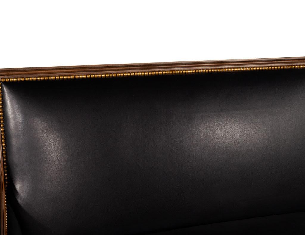 Louis XVI Style Black Leather Settee Sofa For Sale 3