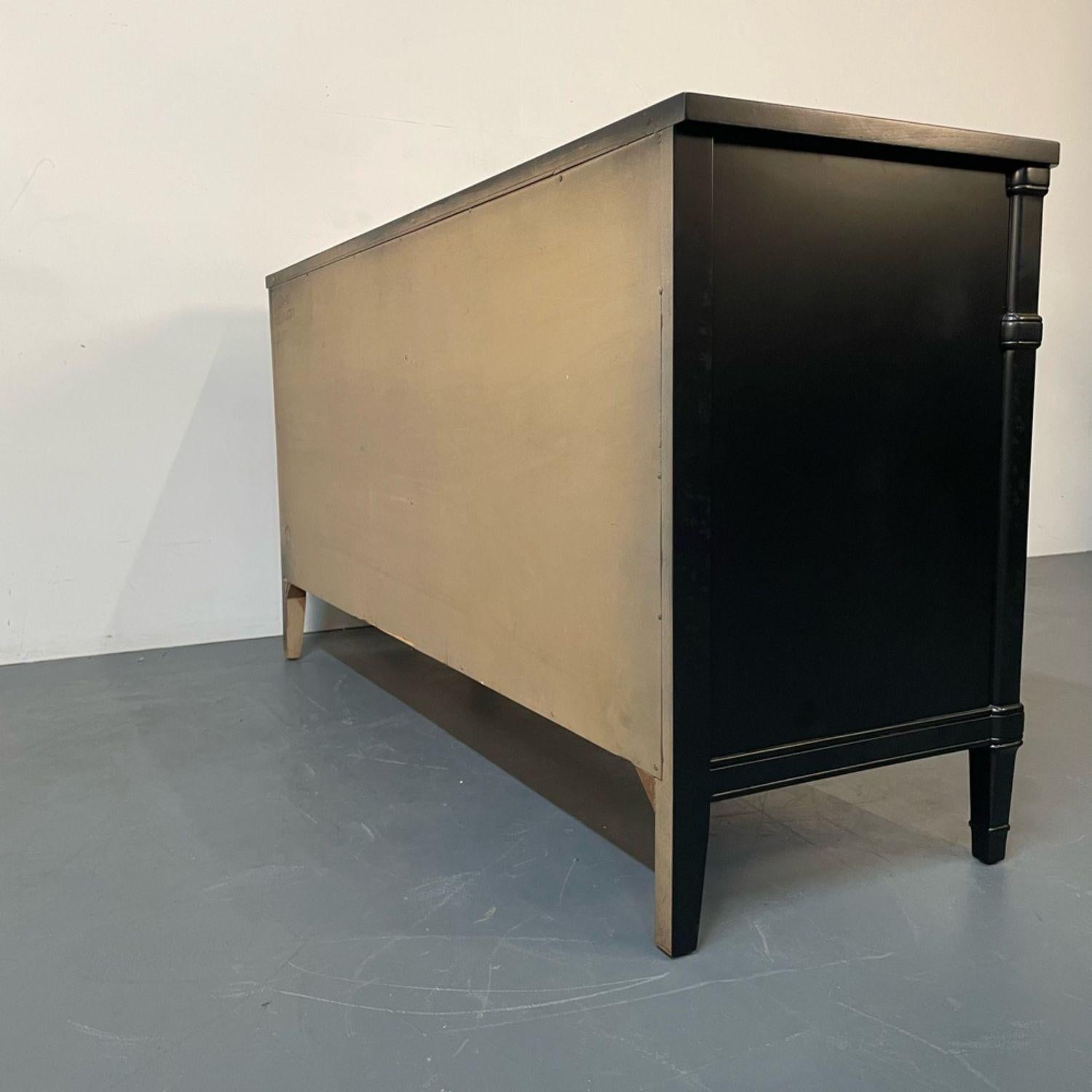 Louis XVI Style Black Matte Dresser / Painted Cabinet, Refinished, Brass Handles 9