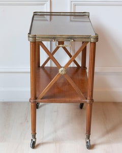Louis XVI–Style Blond Mahogany Rolling Table with Brass Gallery, France, 20th Ce