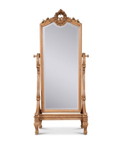 Louis XVI Style Blonde Oak Cheval Mirror
