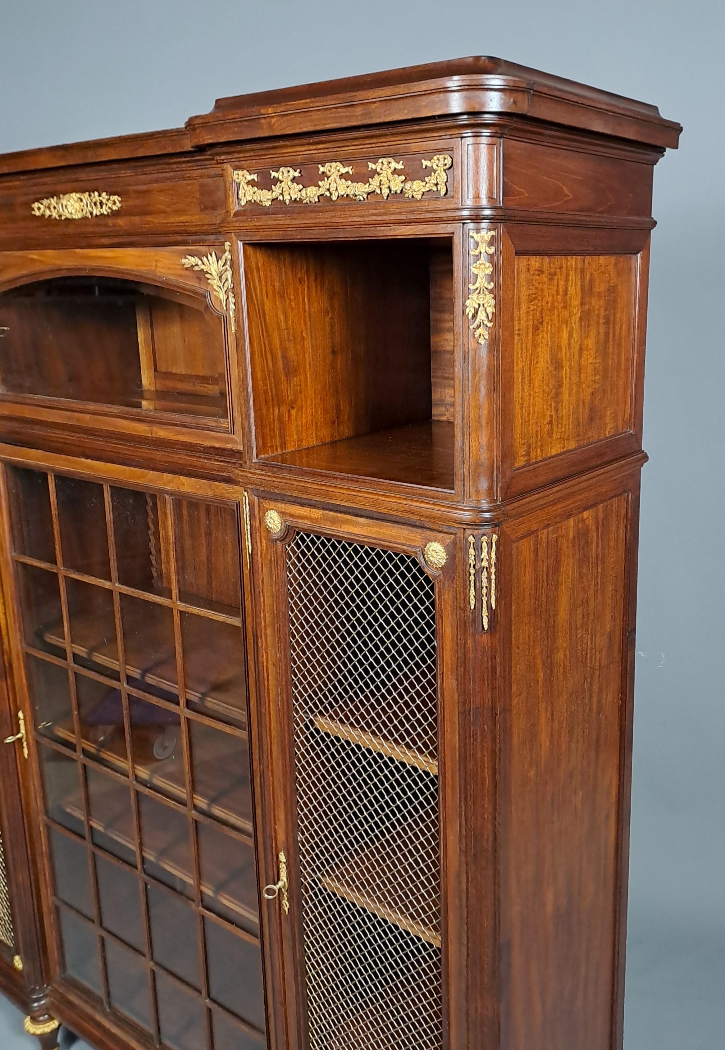 Libreria in stile Luigi XVI in mogano e bronzo dorato in vendita 8