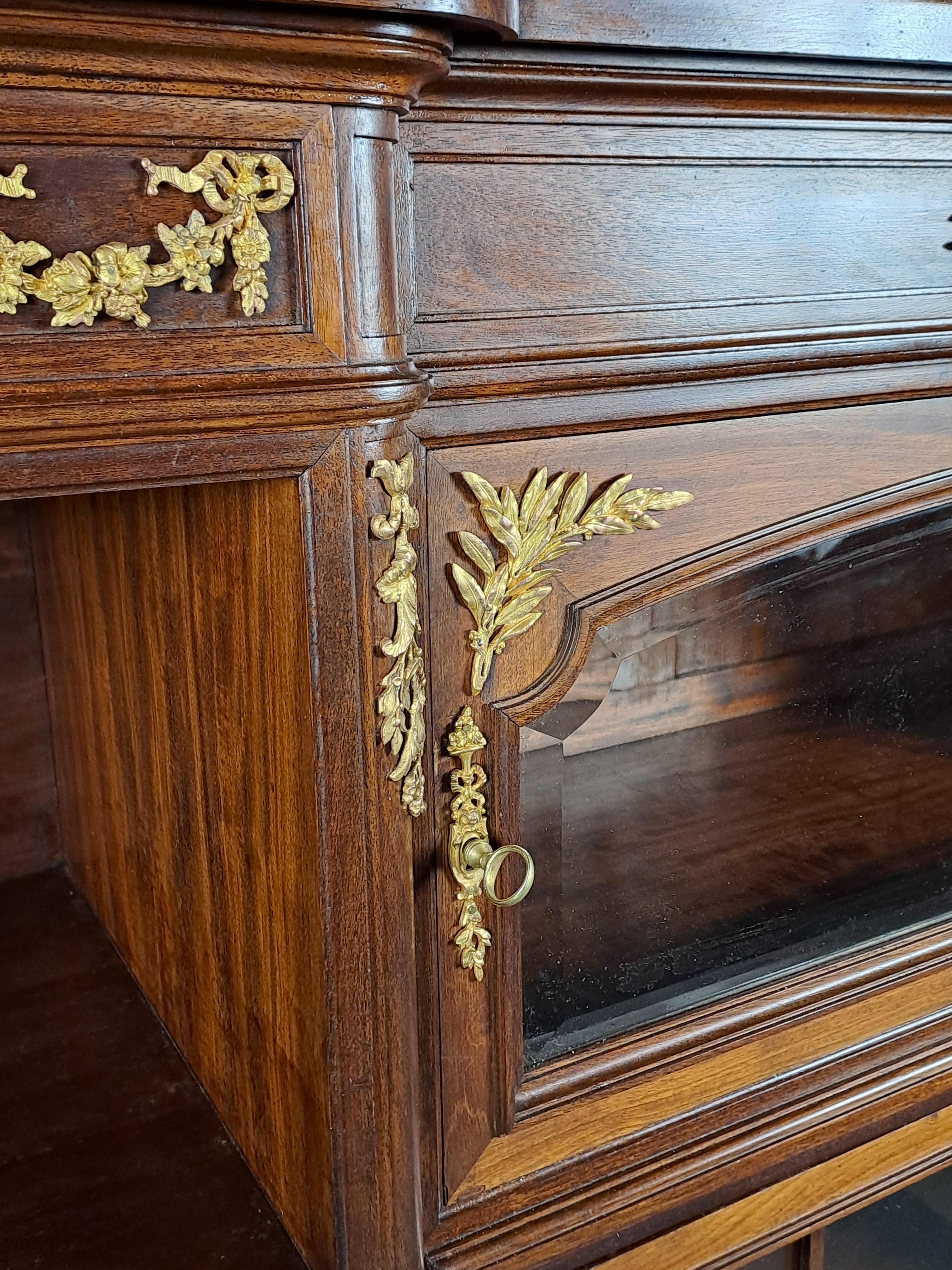 Libreria in stile Luigi XVI in mogano e bronzo dorato in vendita 2