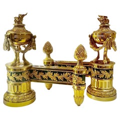 Chenet in bronzo in stile Luigi XVI di Bouhon Freres