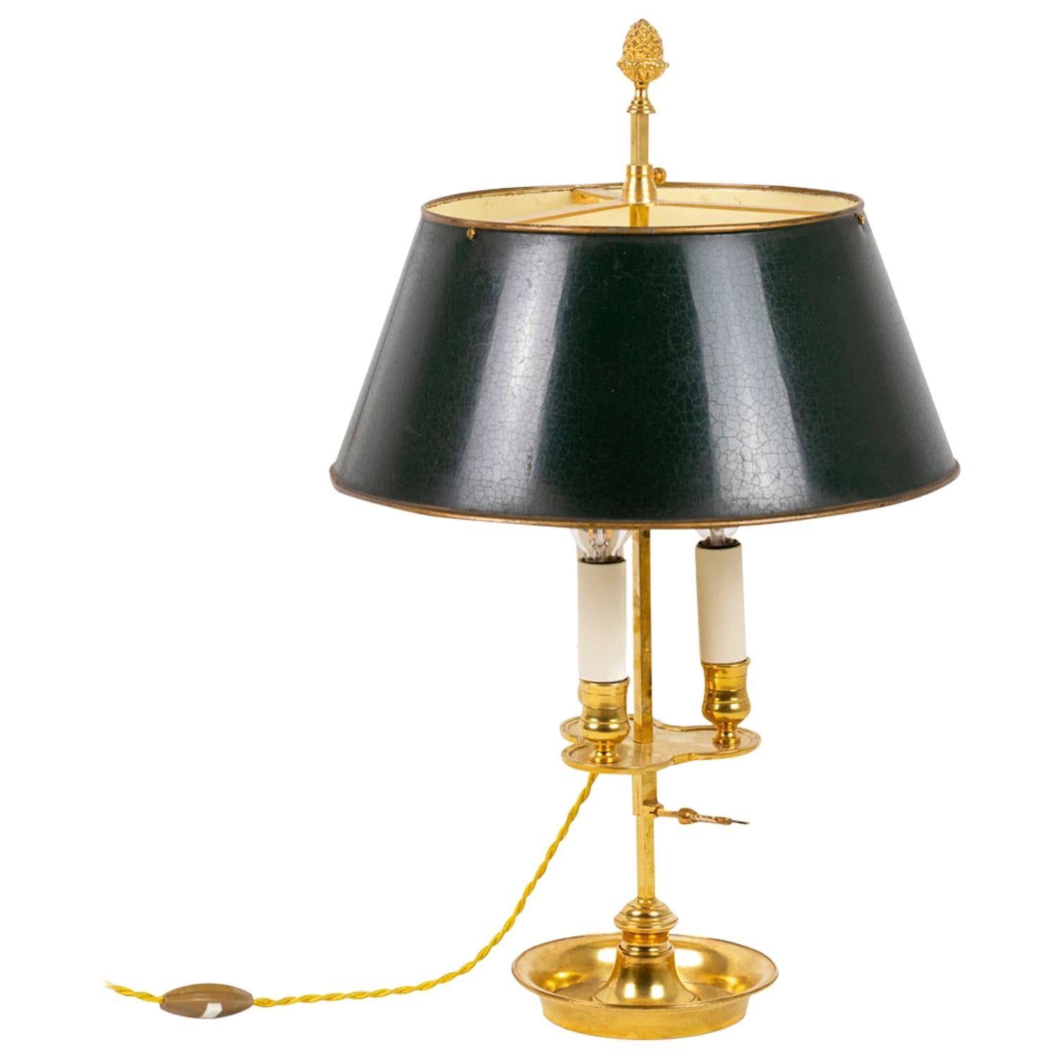 Bouillotte-Lampe im Louis-XVI-Stil aus vergoldeter Bronze, um 1880