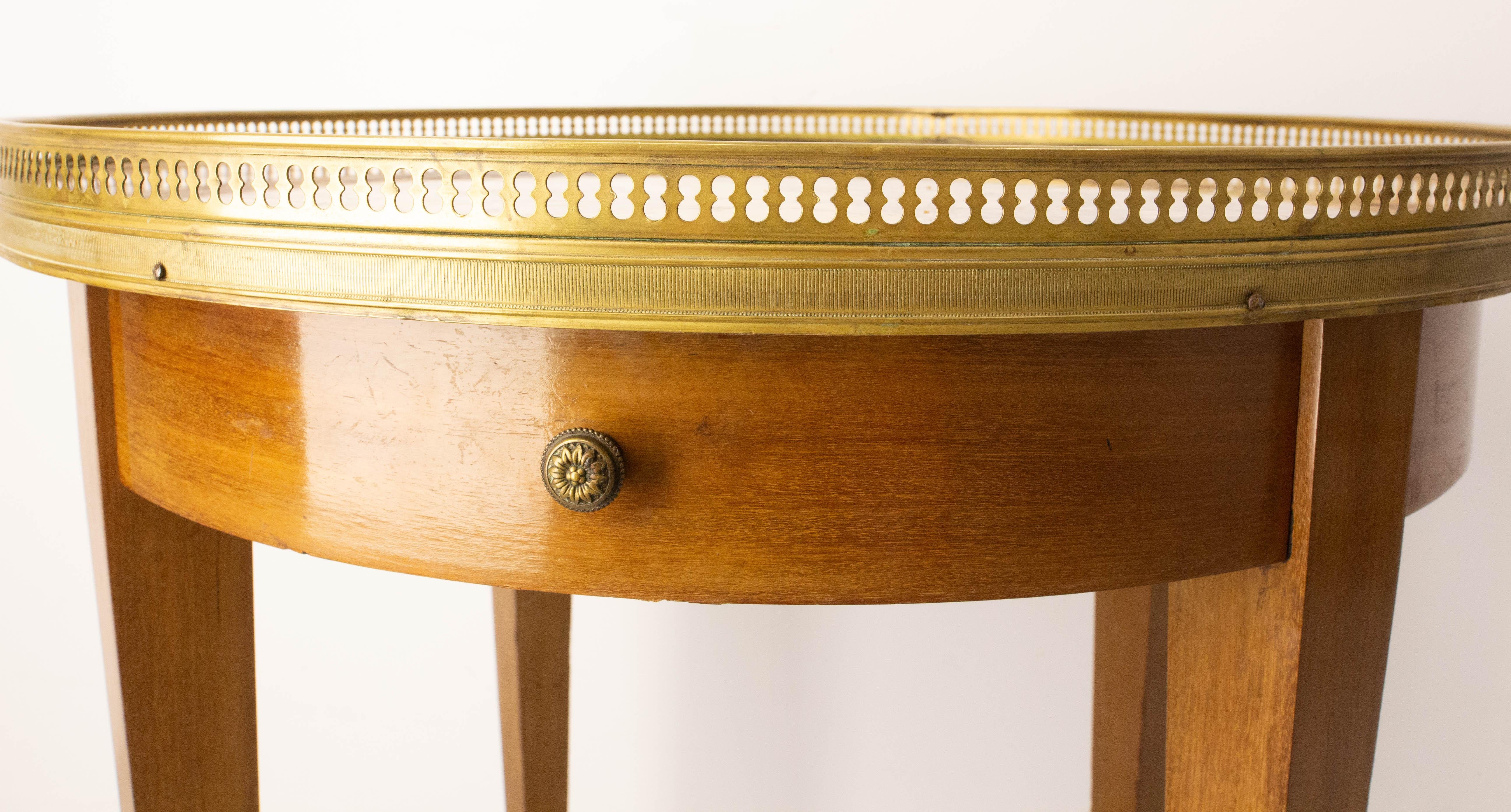 Louis XVI Style Bouillotte Low Table Brass Marble & Iroko French, c. 1960 For Sale 2