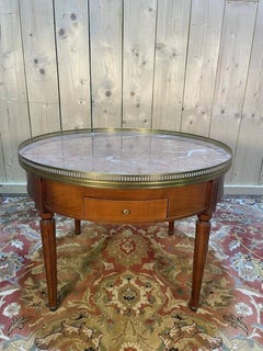 Louis XVI style bouillotte low table with pink marble top