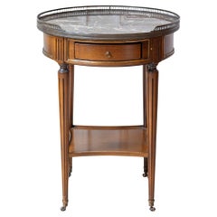 Louis XVI–Style Bouillotte Table in Cherry Wood with Marble Top, France, 20th C