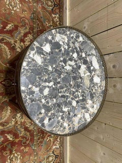 Table à bouillotte de style Louis XVI, en marqueterie et marbre