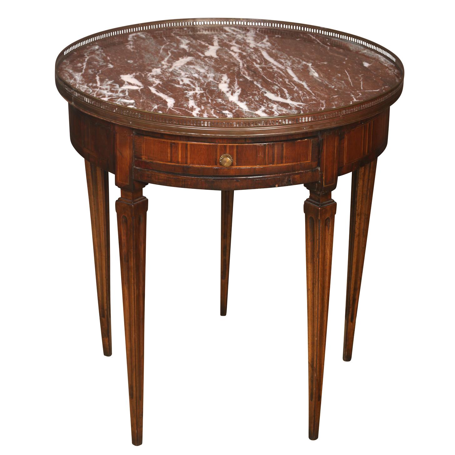 Louis XVI Style Bouillotte Table with Rouge Marble Top In Good Condition For Sale In Locust Valley, NY