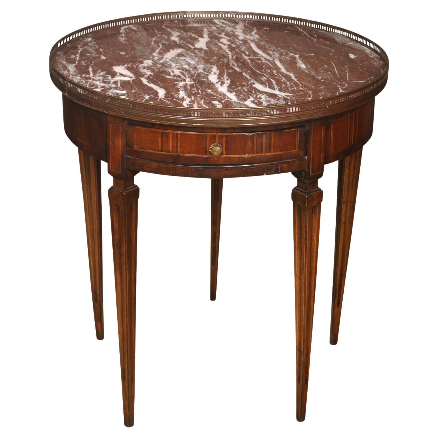 Bouillotte-Tisch im Louis-XVI.-Stil mit roter Marmorplatte
