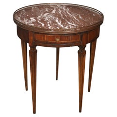 Vintage Louis XVI Style Bouillotte Table with Rouge Marble Top