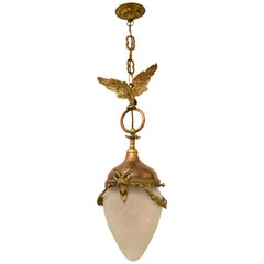 Louis XVI Style Brass and Bronze Hall Lamp Lantern with Eagle
