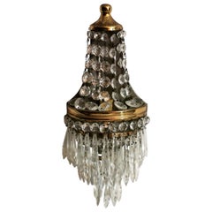 Louis XVI Style Brass and Crystal Balloon Wall Sconce France