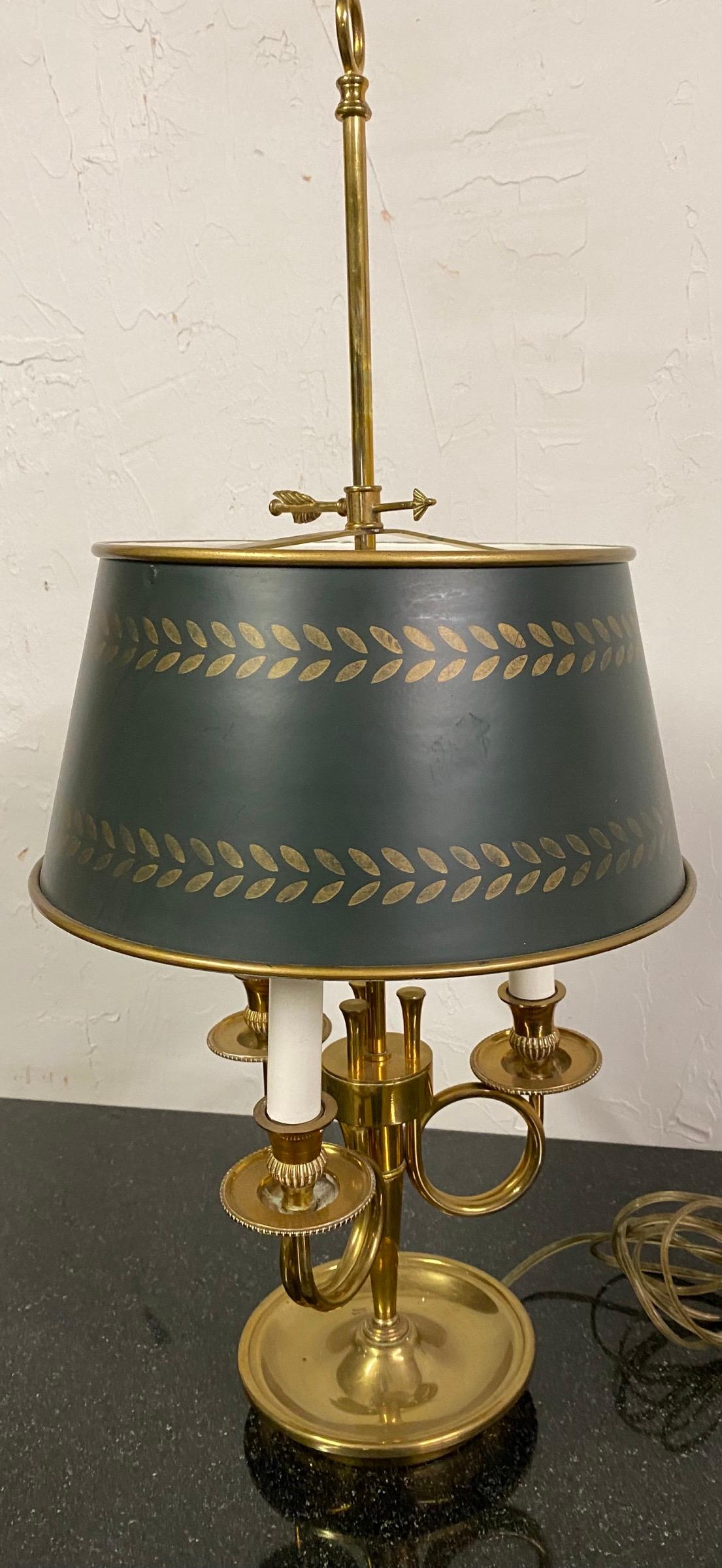 Louis XVI Style Brass and Tole Bouillotte Lamp In Good Condition In Sheffield, MA