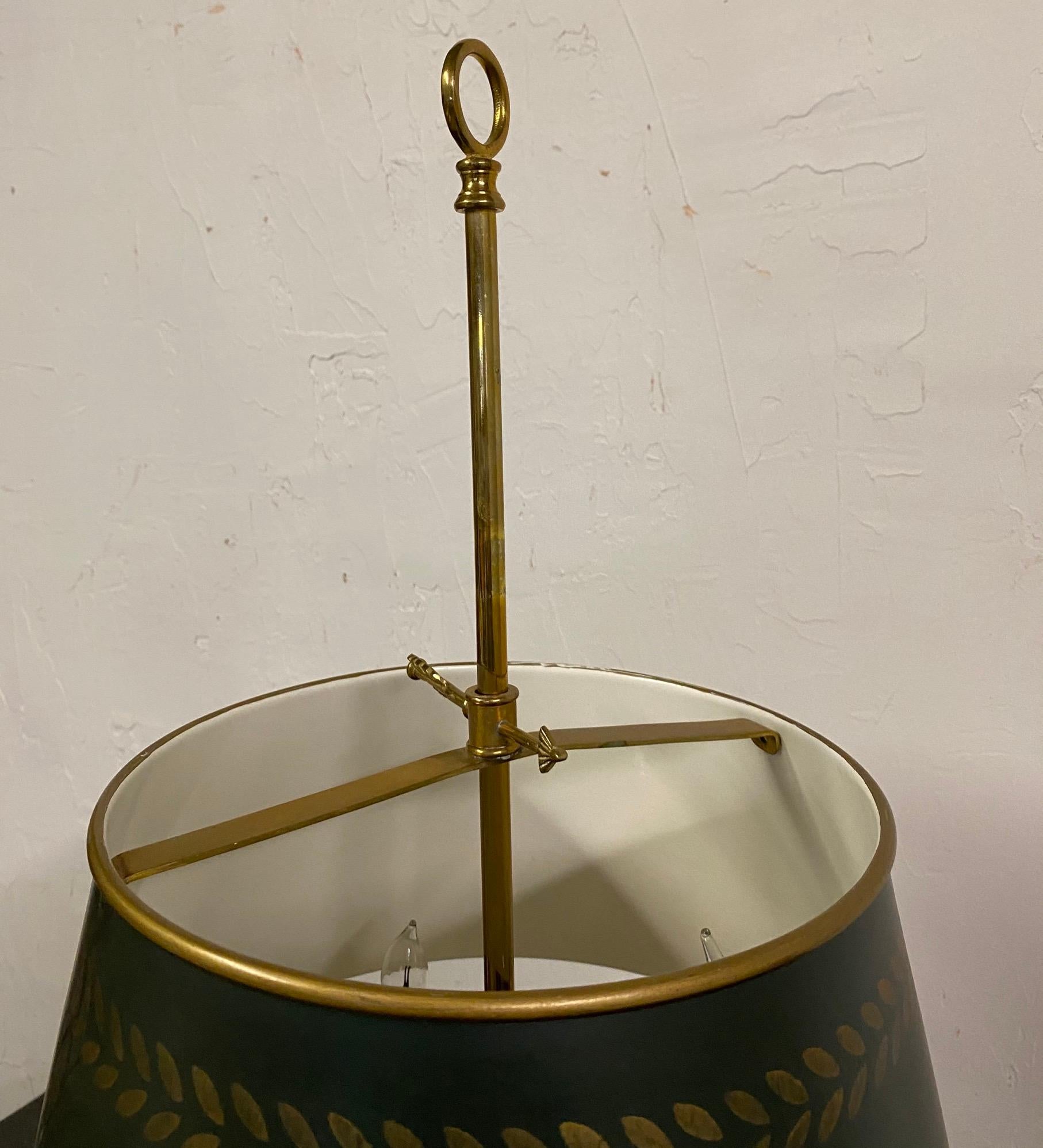 20th Century Louis XVI Style Brass and Tole Bouillotte Lamp