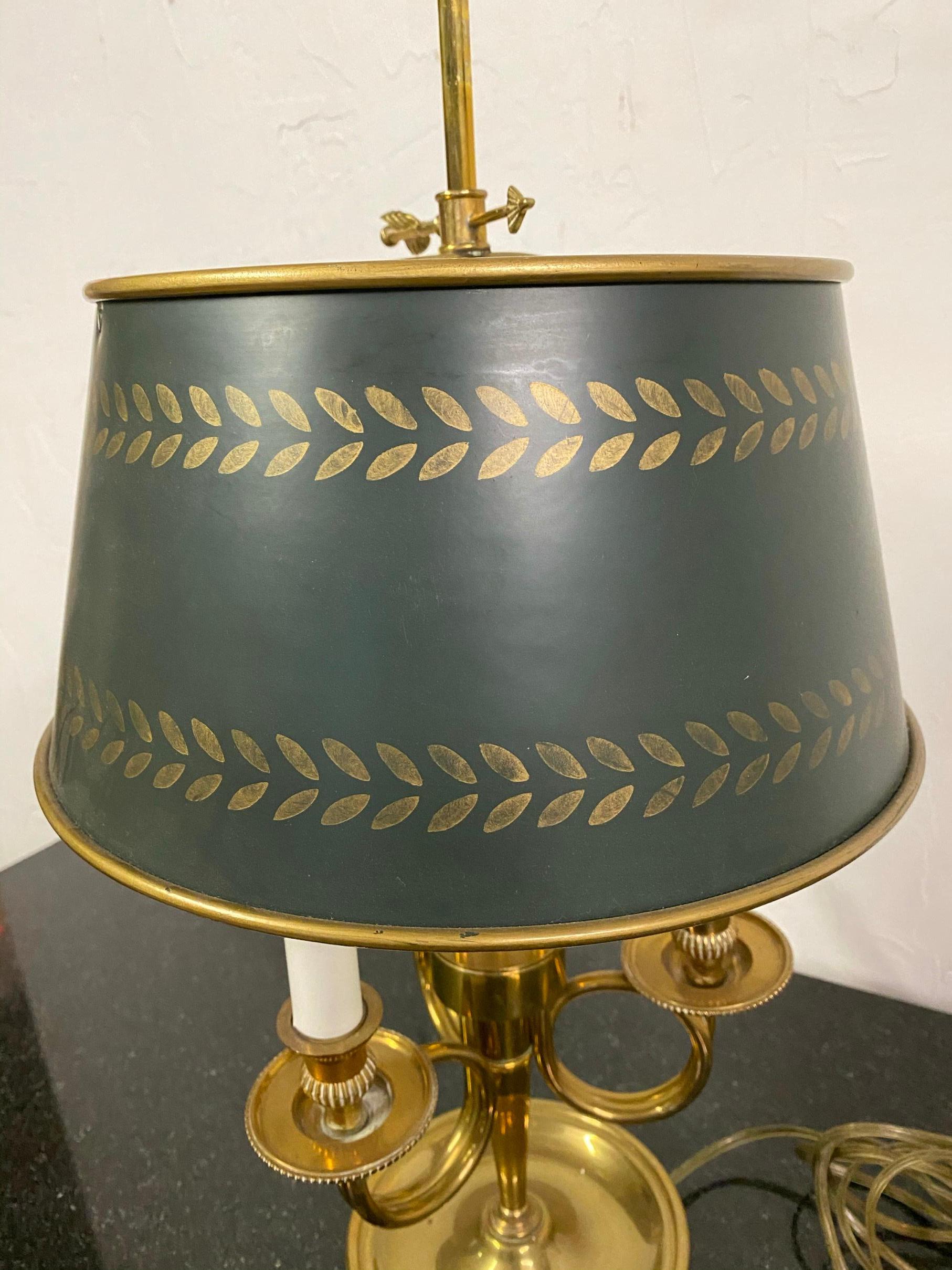 Louis XVI Style Brass and Tole Bouillotte Lamp 2
