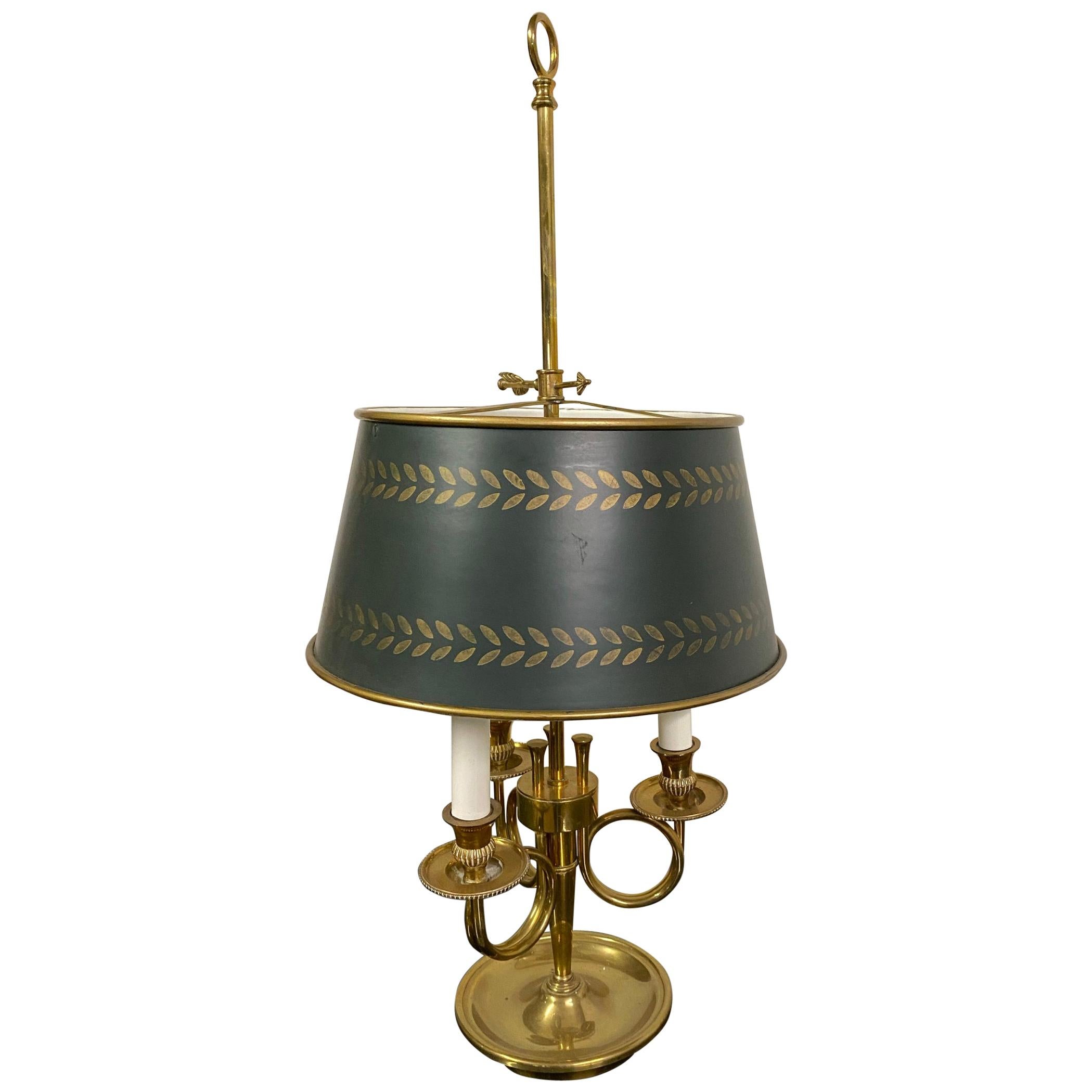Louis XVI Style Brass and Tole Bouillotte Lamp