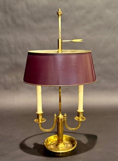 Louis XVI Style Brass Bouillotte Lamp With Adjustable Tole Shade
