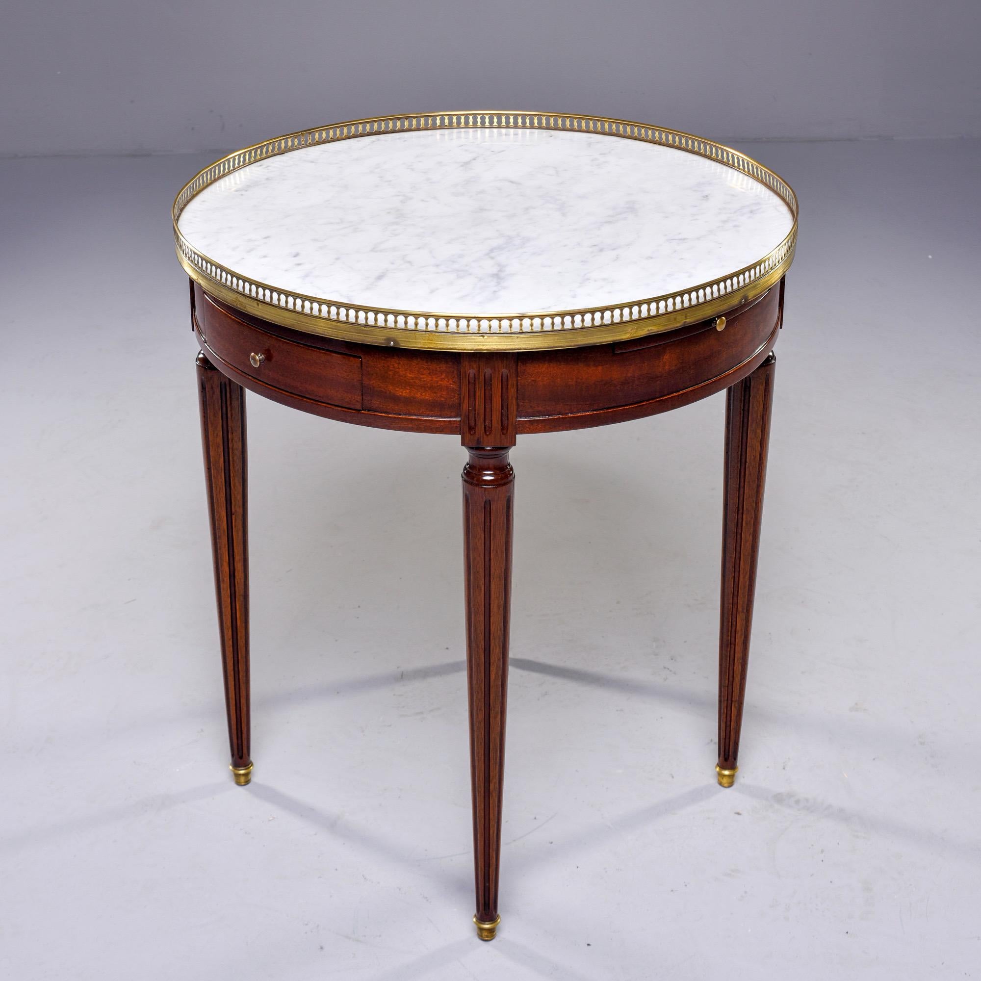 Louis XVI Style Brass Bound Table with White Marble Top 5