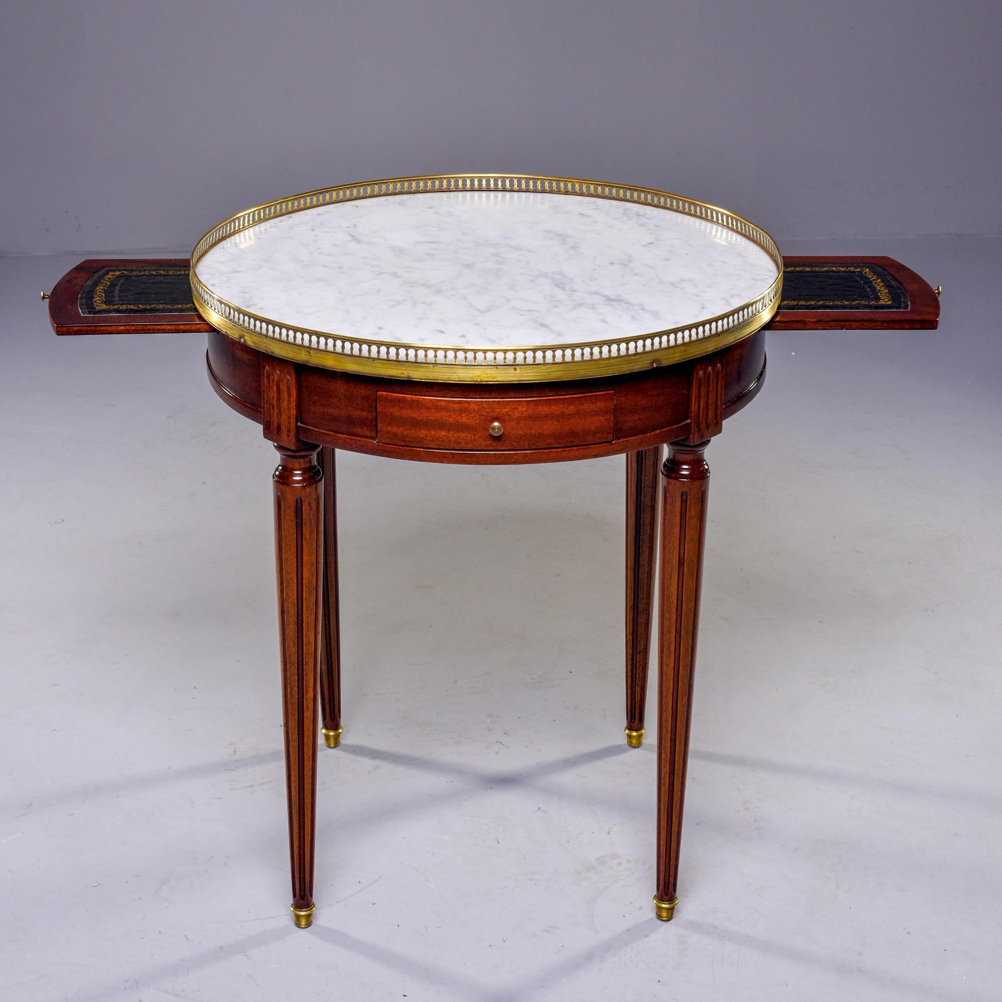 20th Century Louis XVI Style Brass Bound Table with White Marble Top