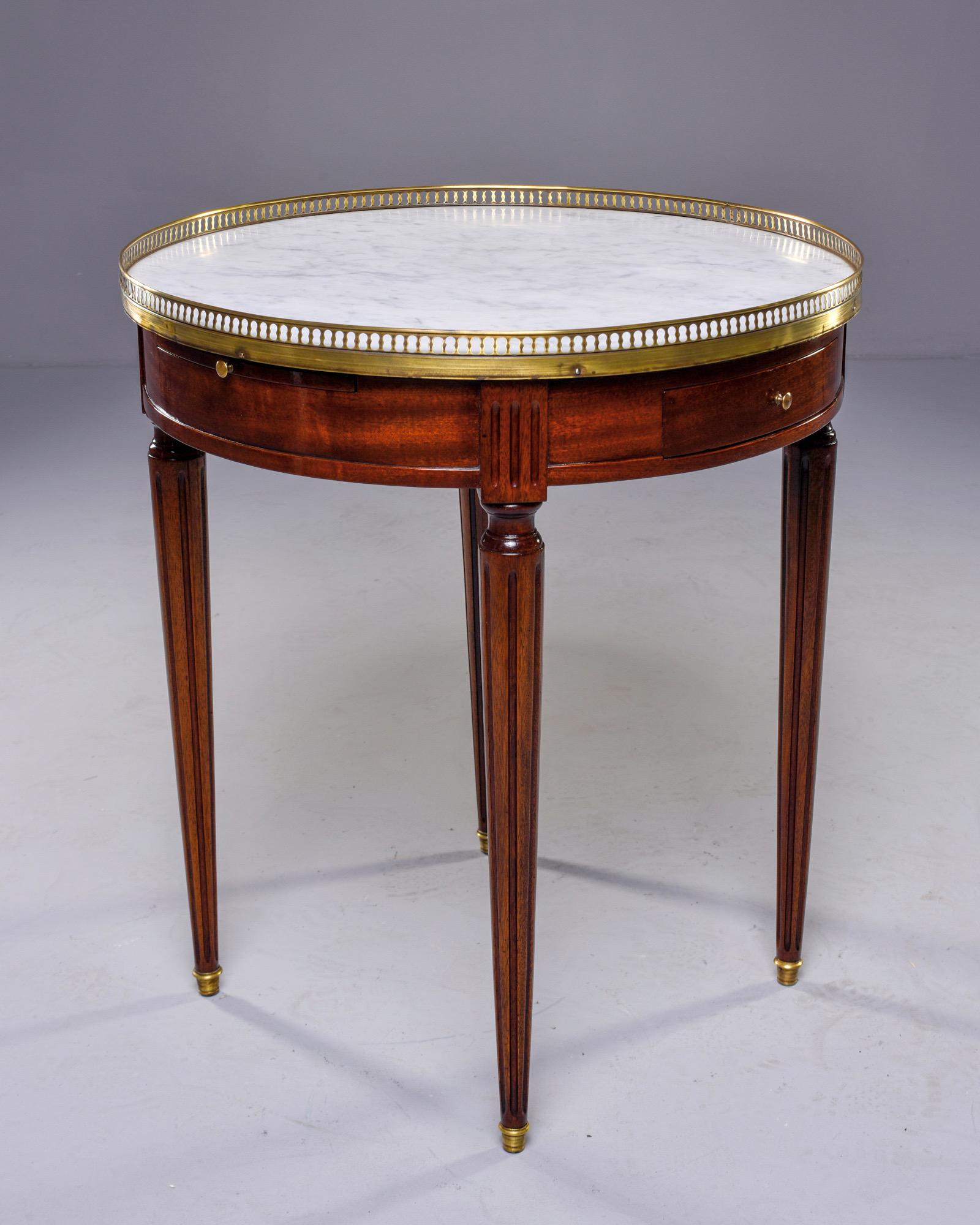 Louis XVI Style Brass Bound Table with White Marble Top 3