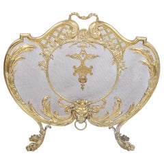 Louis XVI Style Brass Fire Screen, 19th Century