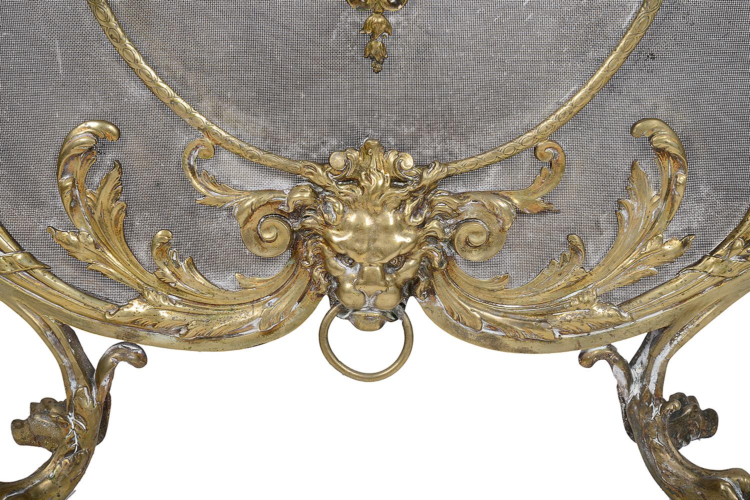Louis XVI Style Brass Fire Screen, 19th Century In Good Condition In Brighton, Sussex