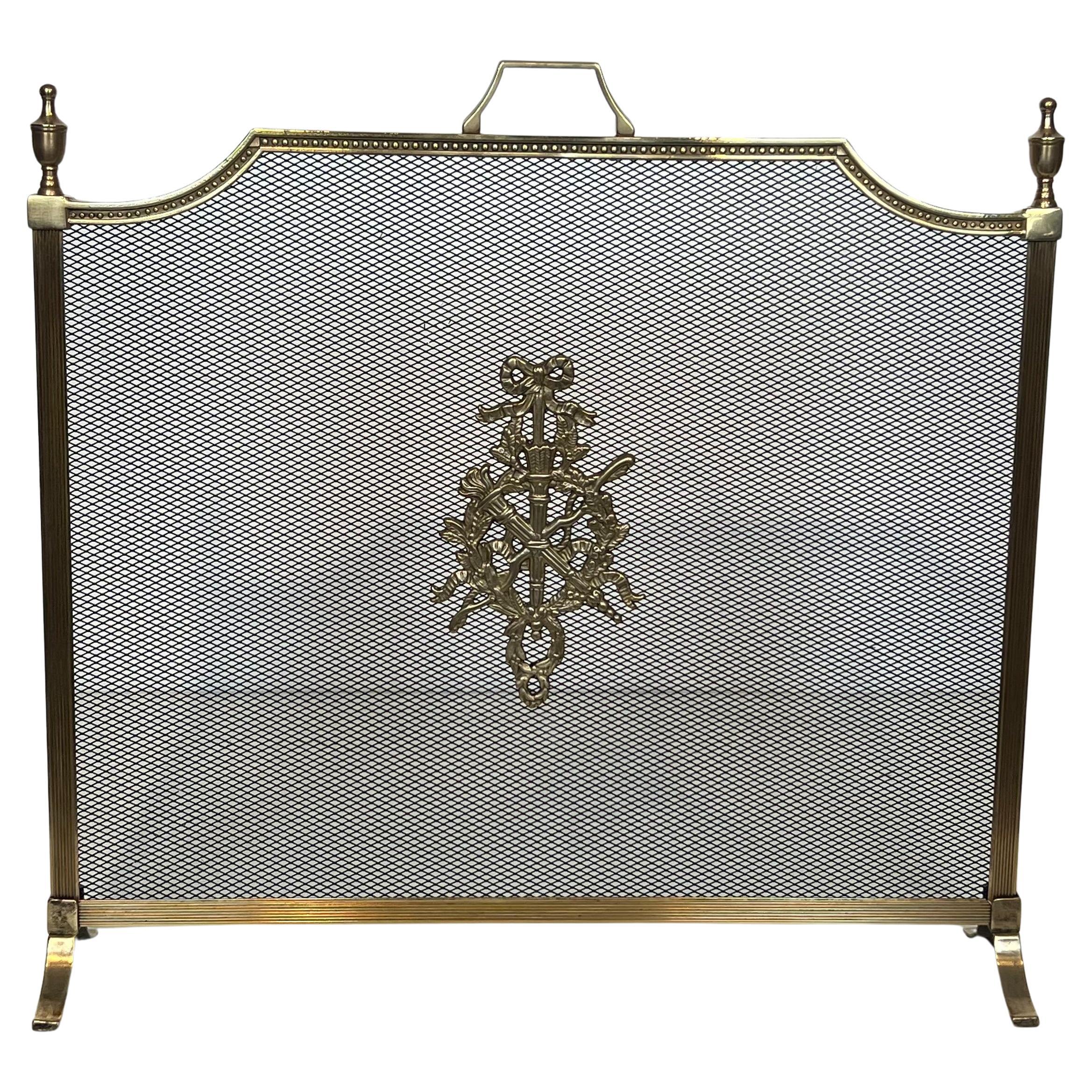 Louis XVI Style Brass Fireplace Screen in the Style of Maison Jansen