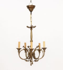Louis XVI Style Brass Five-Branch Chandelier