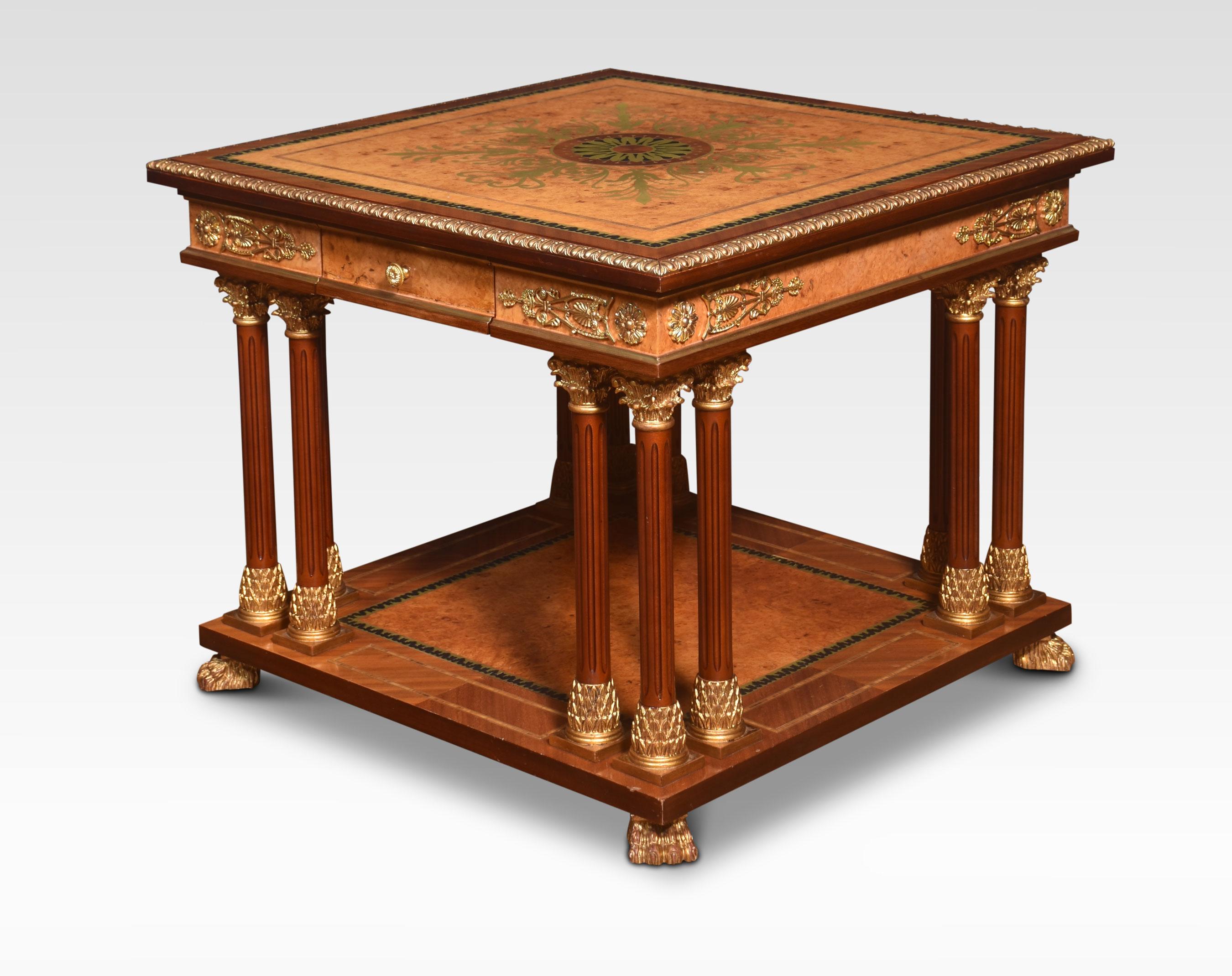 20th Century Louis XVI style brass inlaid coffee table For Sale