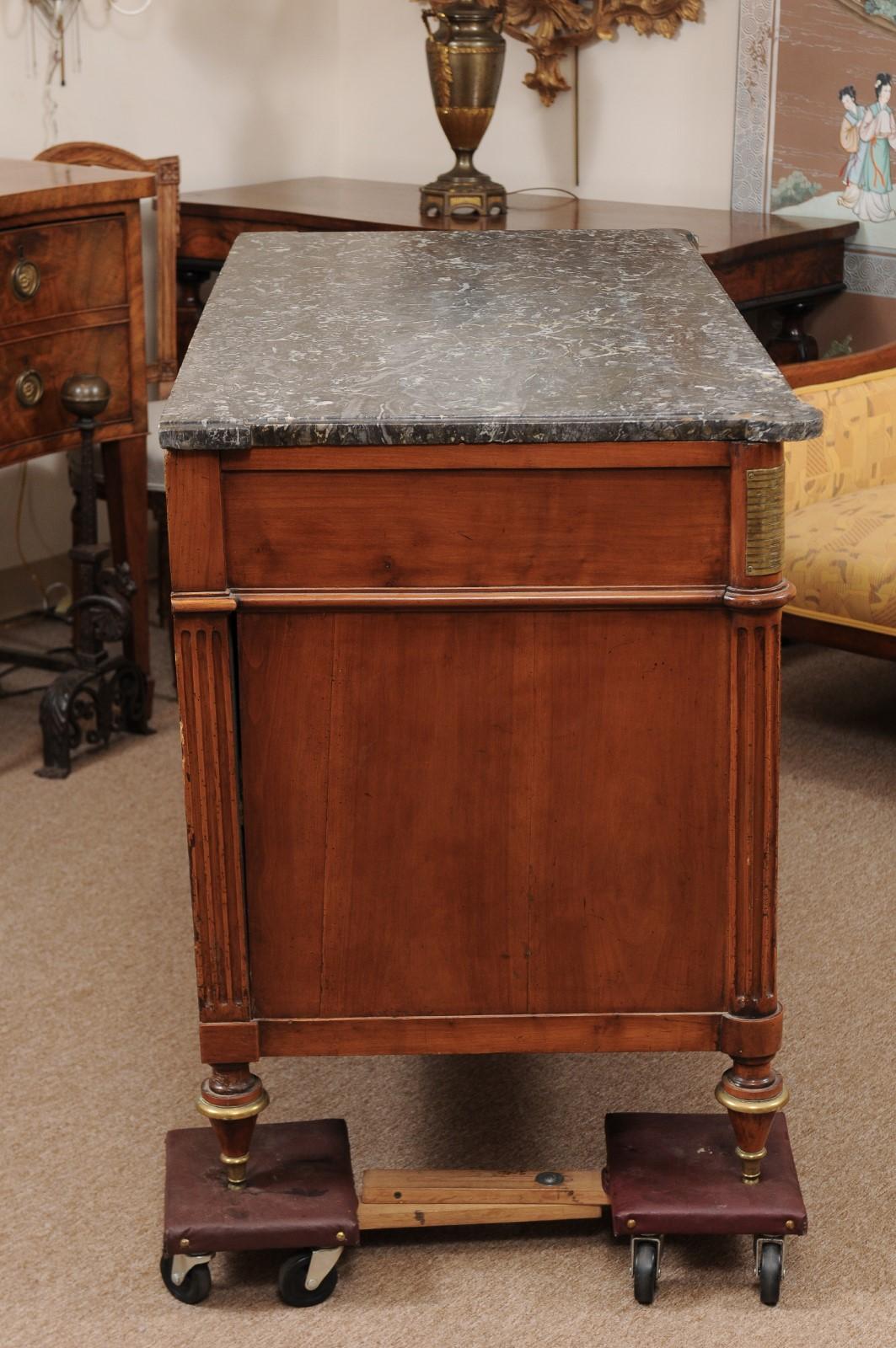 Louis XVI Style Brass Inlaid Marble Top Commode, Early 19th Century 5