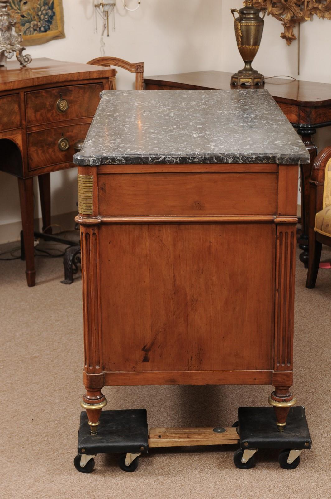 Louis XVI Style Brass Inlaid Marble Top Commode, Early 19th Century 9