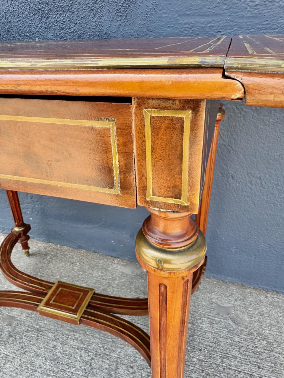 Louis XVI-Style Brass Inlaid Writing Table For Sale 7