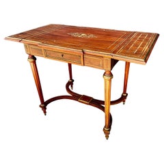 Louis XVI-Style Brass Inlaid Writing Table