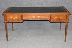 Louis XVI Style Brass Mounted Embossed Leather Top Desk By Baker Furniture