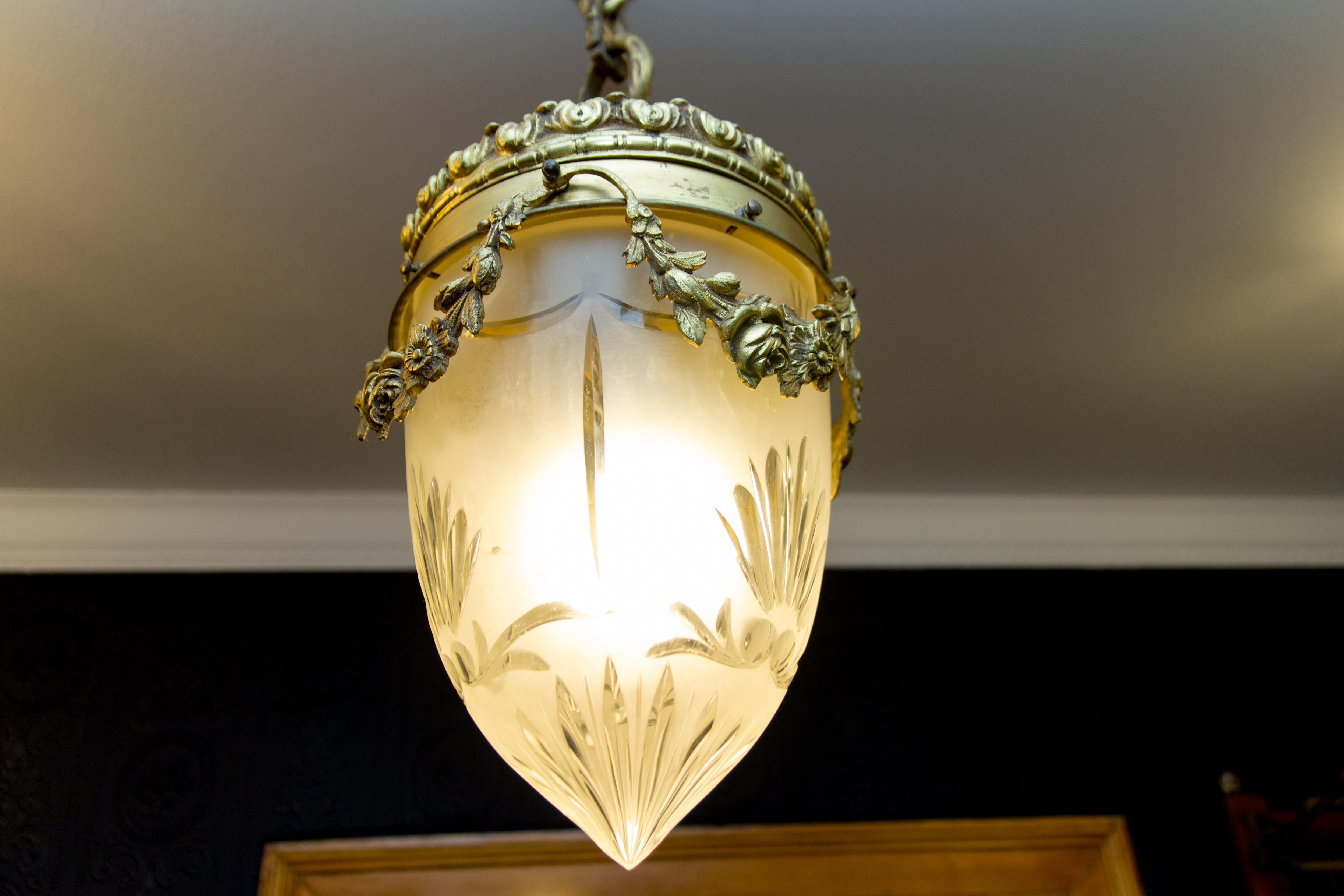 Louis XVI Style Bronze and Brass Hall Lamp Lantern 3