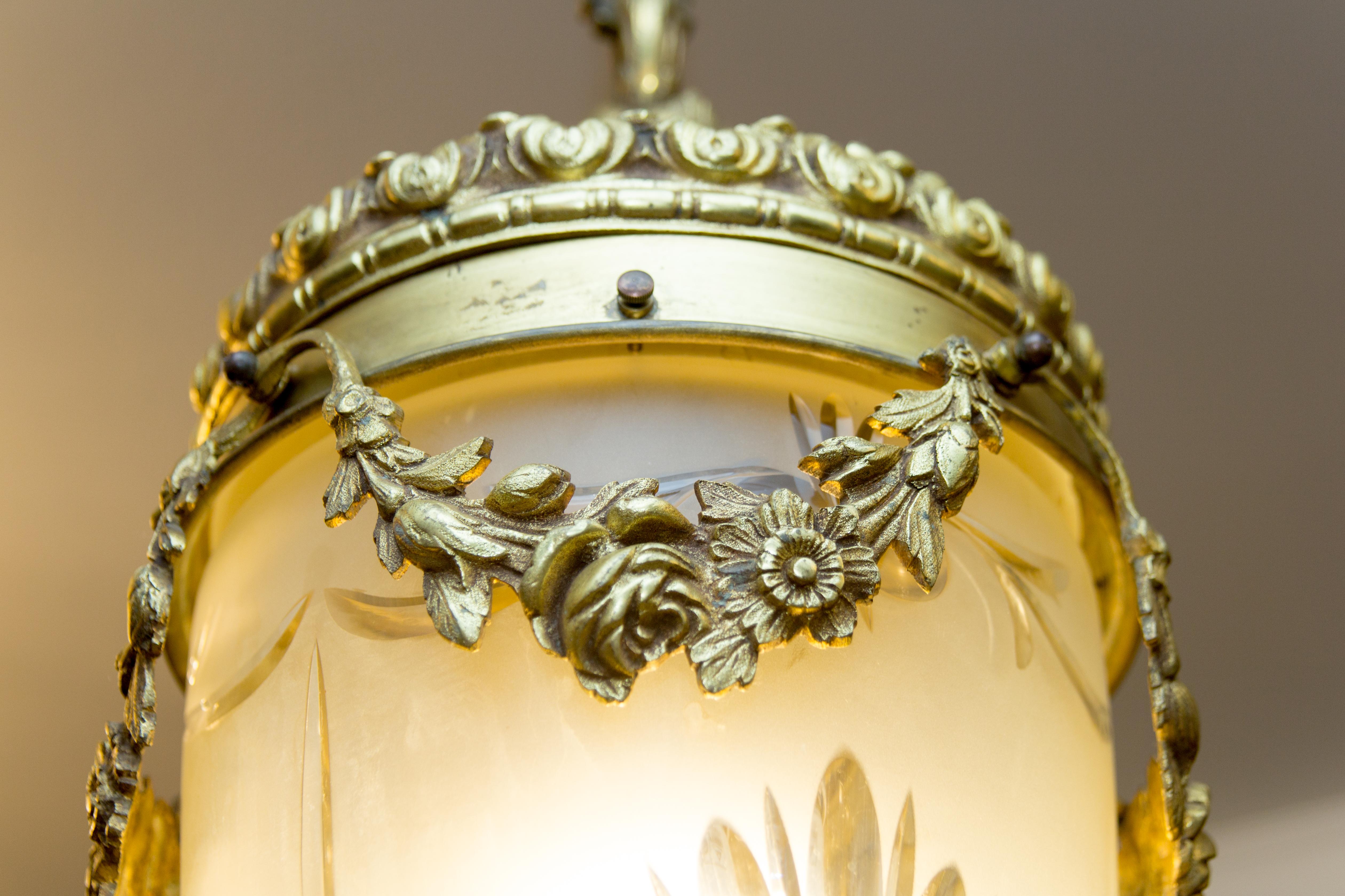 Louis XVI Style Bronze and Brass Hall Lamp Lantern 4