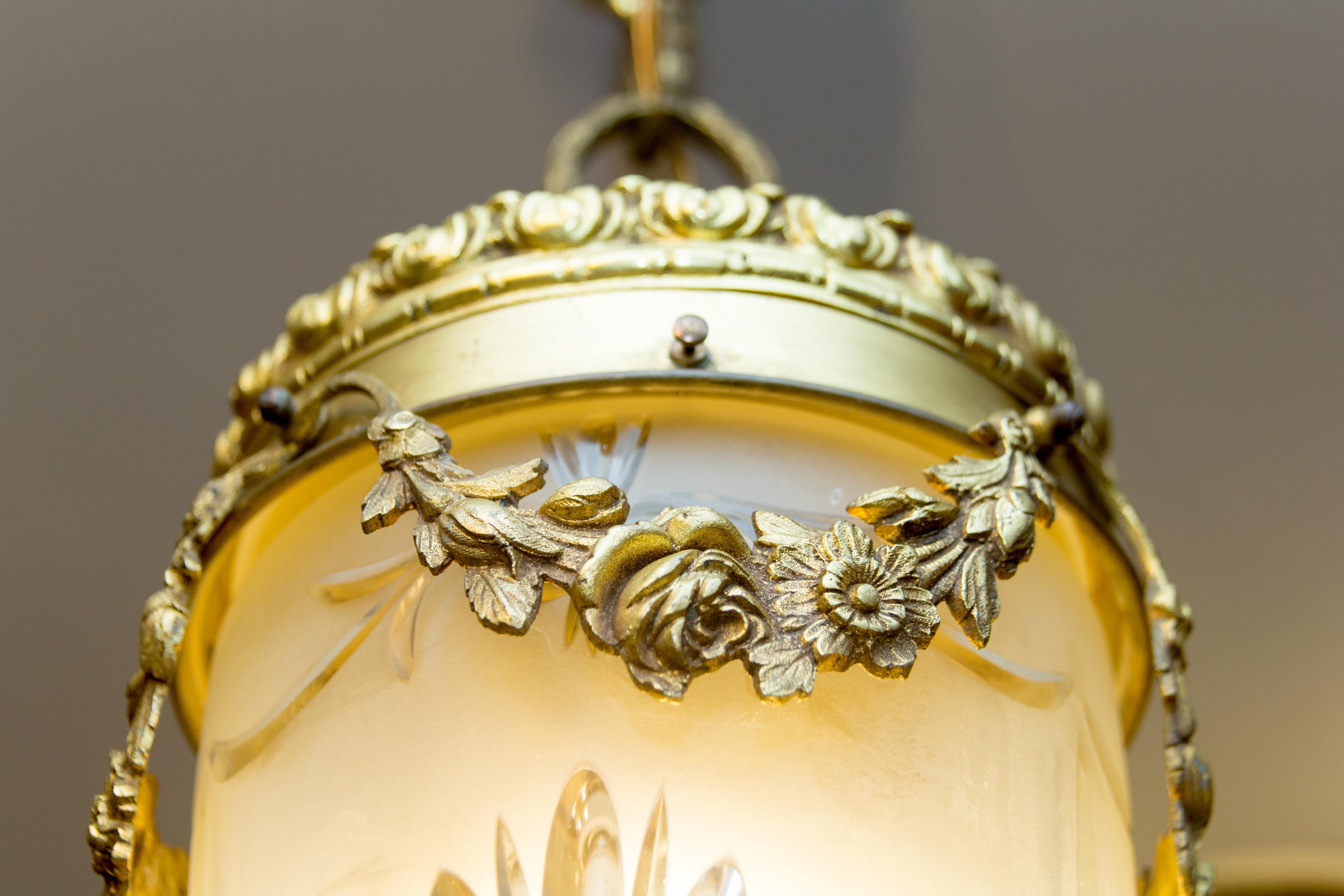 Louis XVI Style Bronze and Brass Hall Lamp Lantern 6