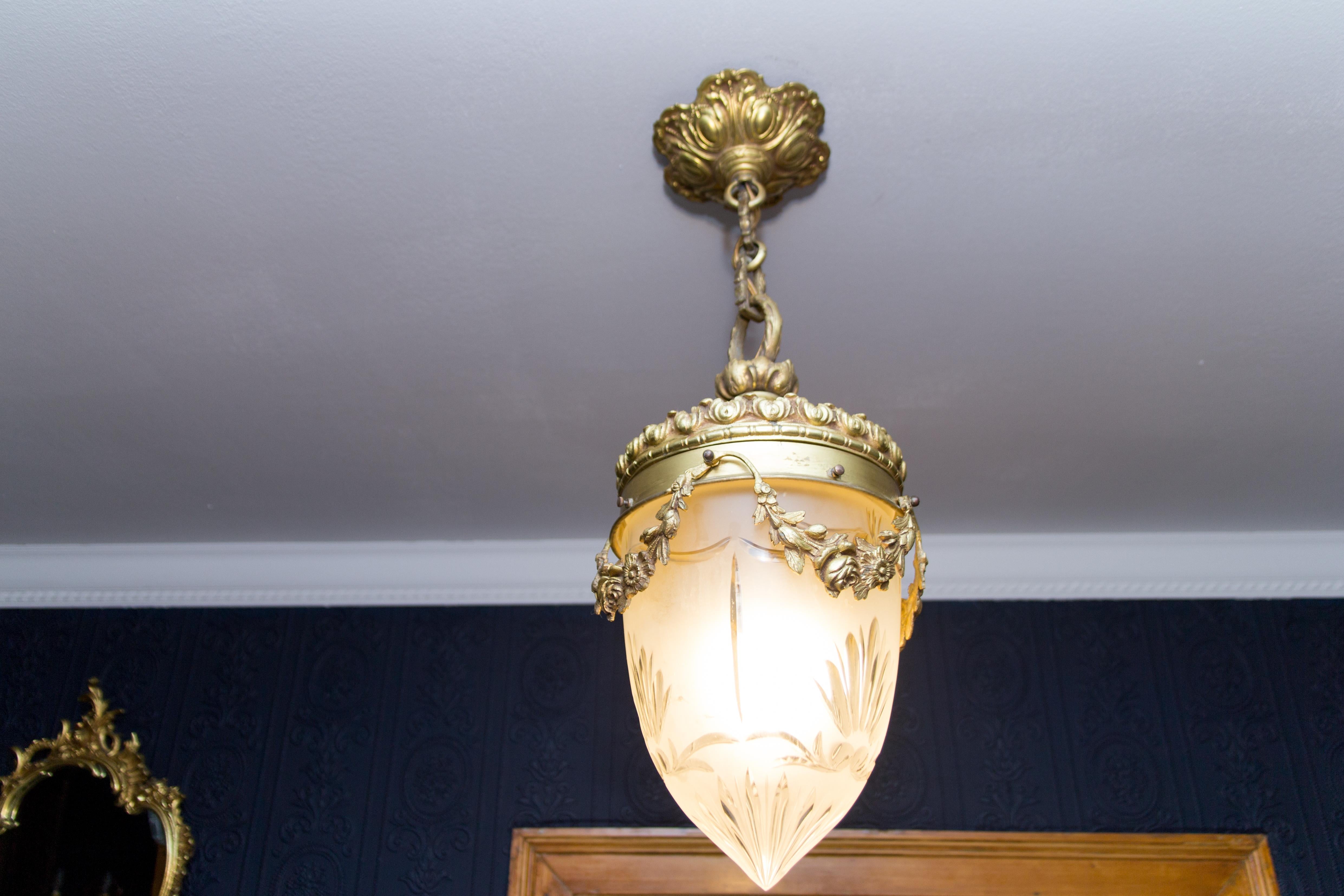 Louis XVI Style Bronze and Brass Hall Lamp Lantern 8