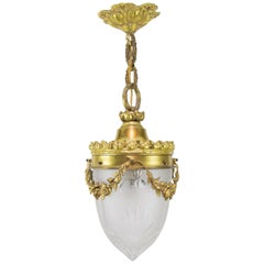 Louis XVI Style Bronze and Brass Hall Lamp Lantern