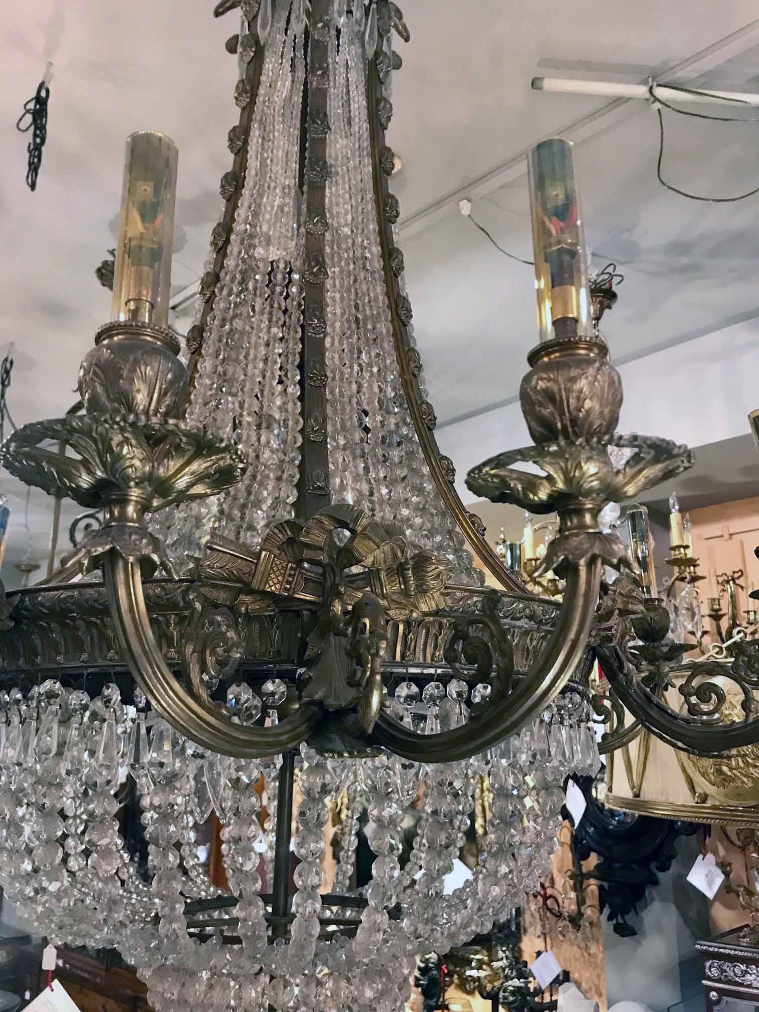 Louis XVI Style Bronze and Crystal Chandelier ,   For Sale 5