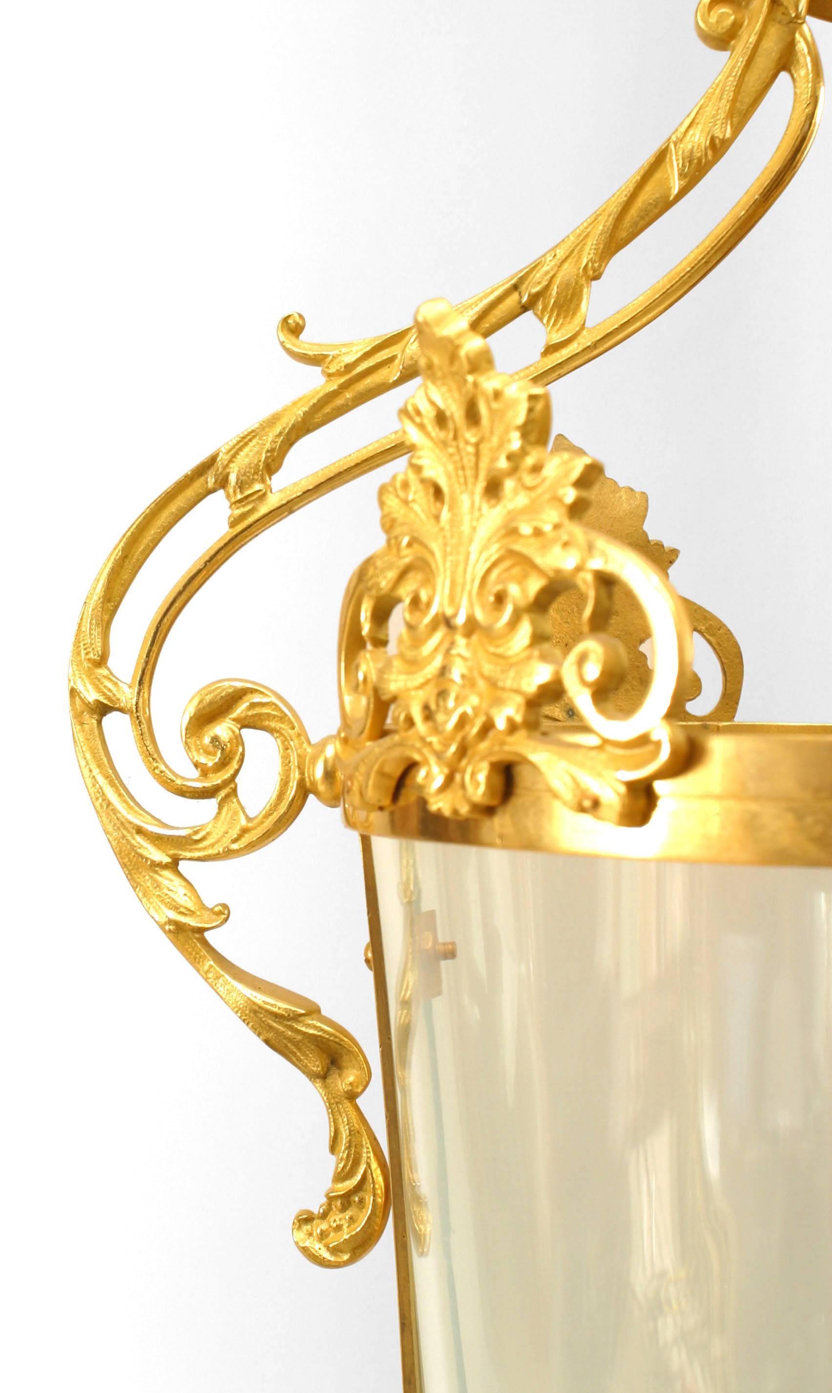 20th Century French Louis XVI Style Gilt Bronze Hanging Lantern For Sale