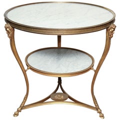 Louis XVI Style Bronze and Marble Gueridon with Bacchus Mounts